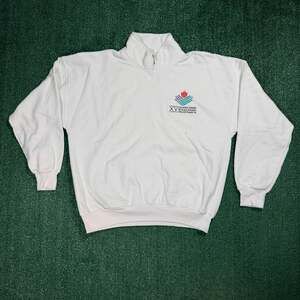 Vintage XV Canada Games 1995 Quarter Zip Sweatshirt White XL